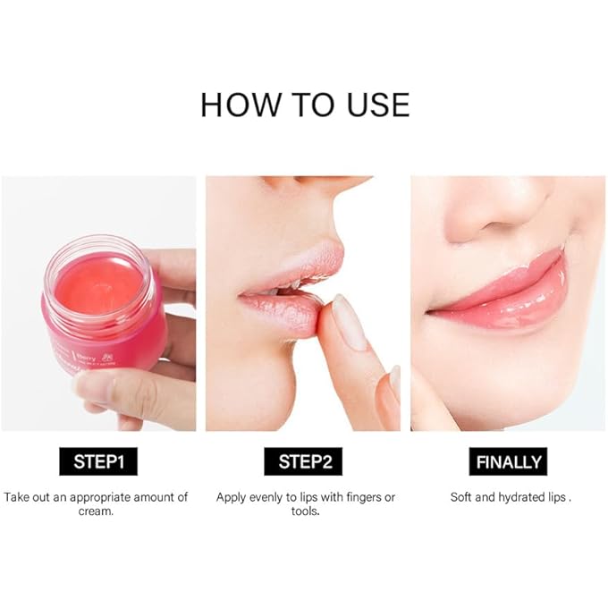 SWIUKPHE NOURISH HYDRATE SLEEPING LIP MASK, HYDRATE LIP MASK, LIP BALM, LIP OIL, LIP SKIN CARE, HYDRATING, MOISTURIZING LIP LINES NIGHT SLEEP ANTI-CHAPPED LIP CREAM, BERRY - Image 4